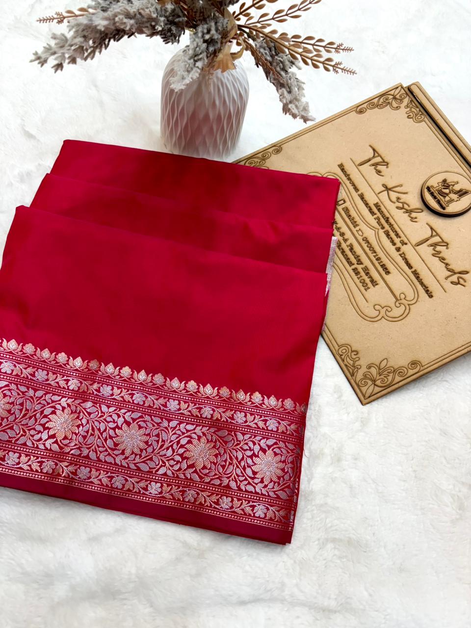 Banarasi Silk Ganga Jamuna Plain Rich Pallu