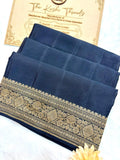 Saree Banarasi Pure Khaddi Geoergette Plain Black