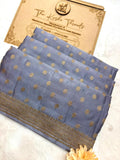 Saree Banarasi Pure Khaddi Geoergette Small Buti Grey