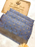 Saree Banarasi Pure Khaddi Geoergette Small Buti Grey