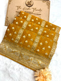 Saree Banarasi Pure Khaddi Geoergette Stripe & Buti