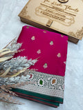 Saree Mashru Silk Meenakari Buti Rani Pink