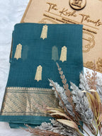 Saree Pure Kora Big Buta Blue