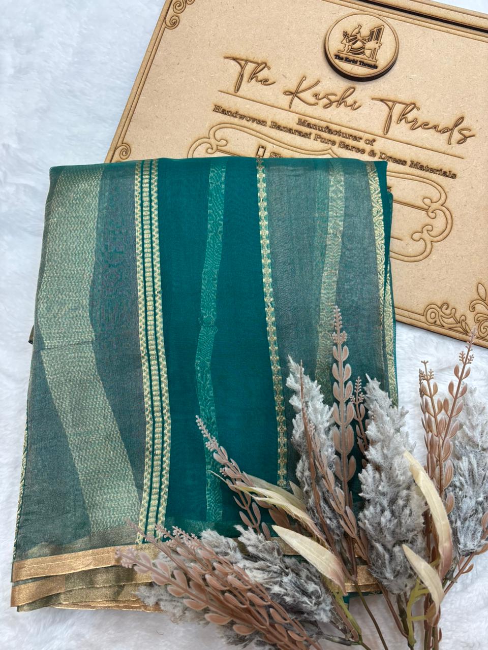 Saree Pure Kora Rangkat Stripe