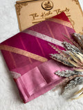 Saree Pure Kora Rangkat Stripe Silver Gold