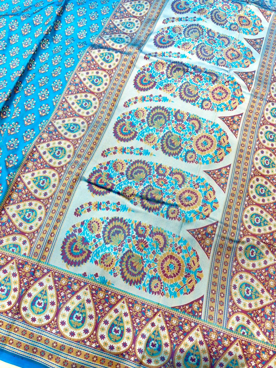 Saree Banarasi Pashmina Weaving Blue