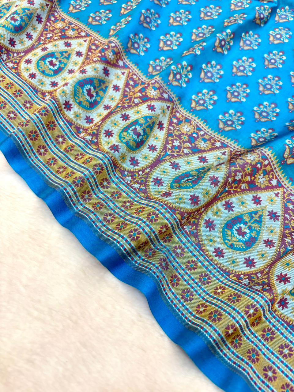 Saree Banarasi Pashmina Weaving Blue
