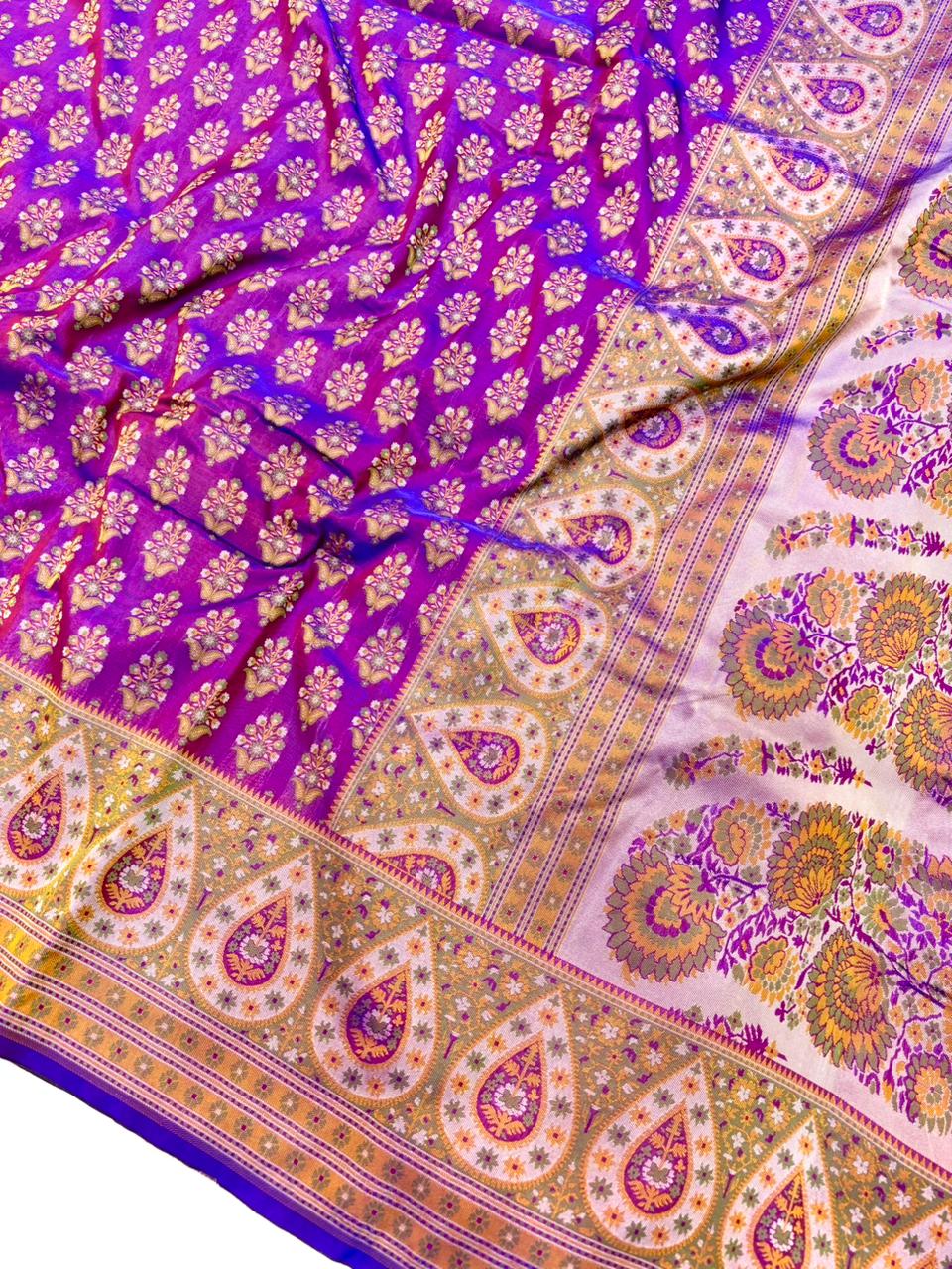 Saree Banarasi Pashmina Weaving Blue