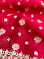 Saree Banarasi Pure Khaddi Geoergette Dual Buti Red