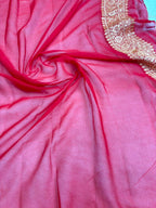 Saree Banarasi Pure Khaddi Geoergette Dual Buti Red