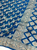 Saree Banarasi Pure Khaddi Geoergette Jaal & Buti