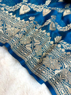 Saree Banarasi Pure Khaddi Geoergette Jaal & Buti