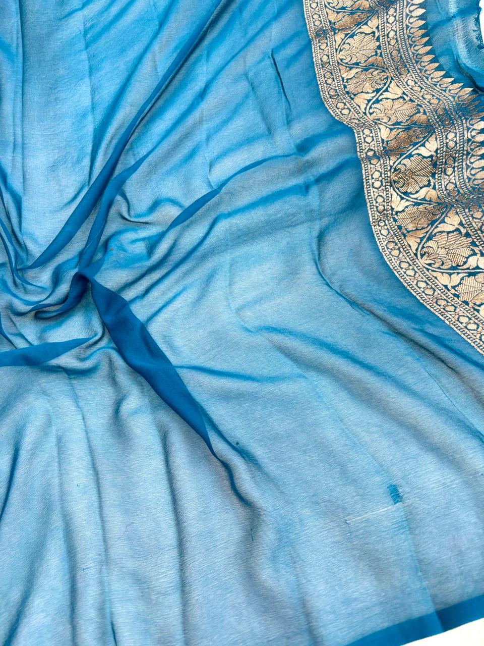 Saree Banarasi Pure Khaddi Geoergette Jaal & Buti