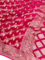 Saree Banarasi Pure Khaddi Geoergette Jaal & Buti