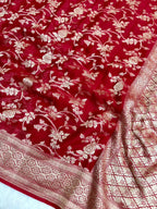 Saree Banarasi Pure Khaddi Geoergette Jangla Blue