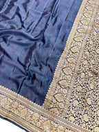 Saree Banarasi Pure Khaddi Geoergette Plain Black
