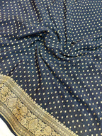 Saree Banarasi Pure Khaddi Geoergette Plain Black