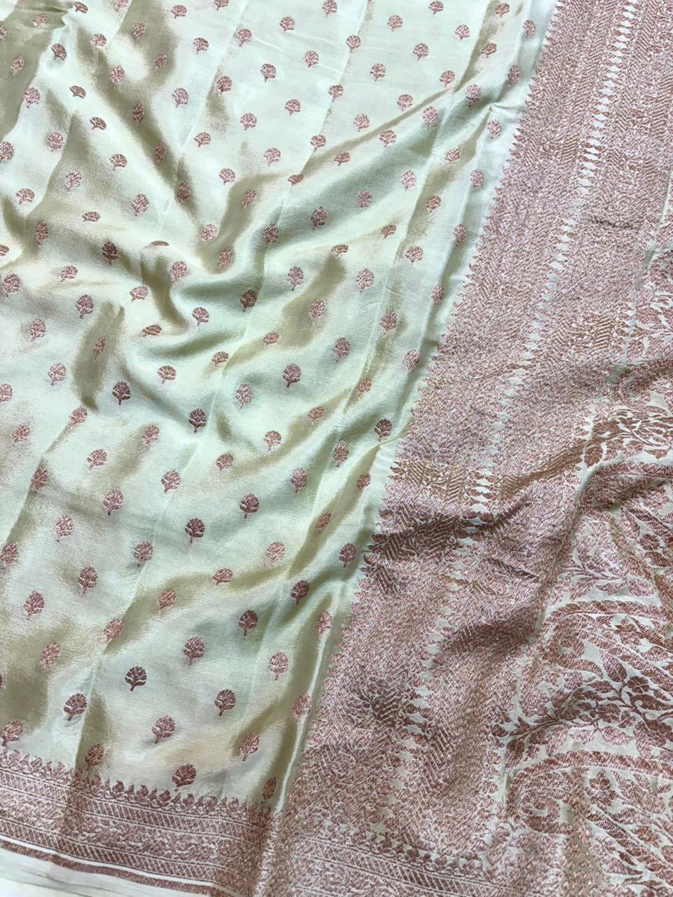 Saree Banarasi Pure Khaddi Geoergette Small Buti Grey