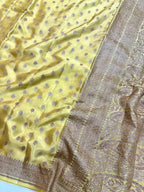 Saree Banarasi Pure Khaddi Geoergette Small Buti Grey