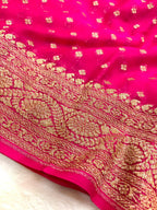 Saree Banarasi Pure Khaddi Geoergette Small Buti Rani Pink