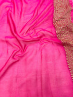 Saree Banarasi Pure Khaddi Geoergette Small Buti Rani Pink
