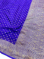Saree Banarasi Pure Khaddi Geoergette Small Buti Rani Pink