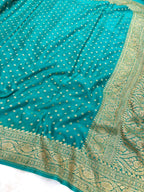 Saree Banarasi Pure Khaddi Geoergette Small Buti Rani Pink