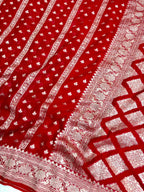 Saree Banarasi Pure Khaddi Geoergette Stripe & Buti