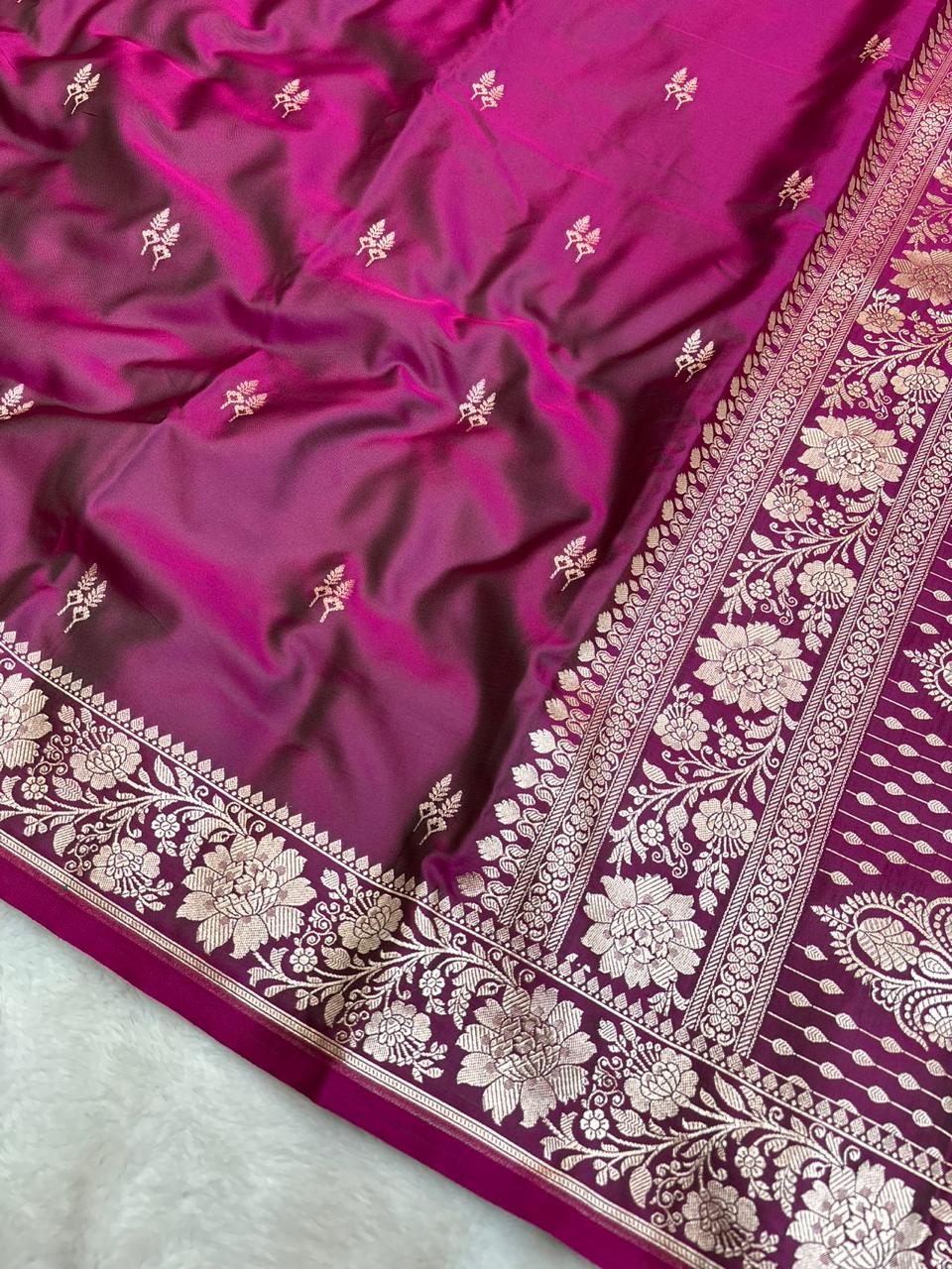 Saree Mahsru Silk Buti Wine
