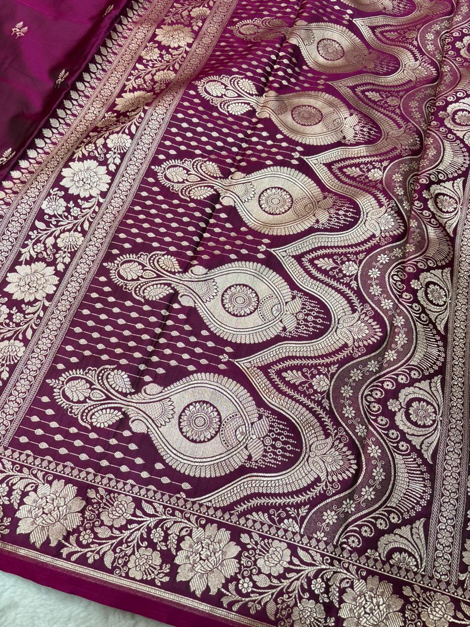Saree Mahsru Silk Buti Wine
