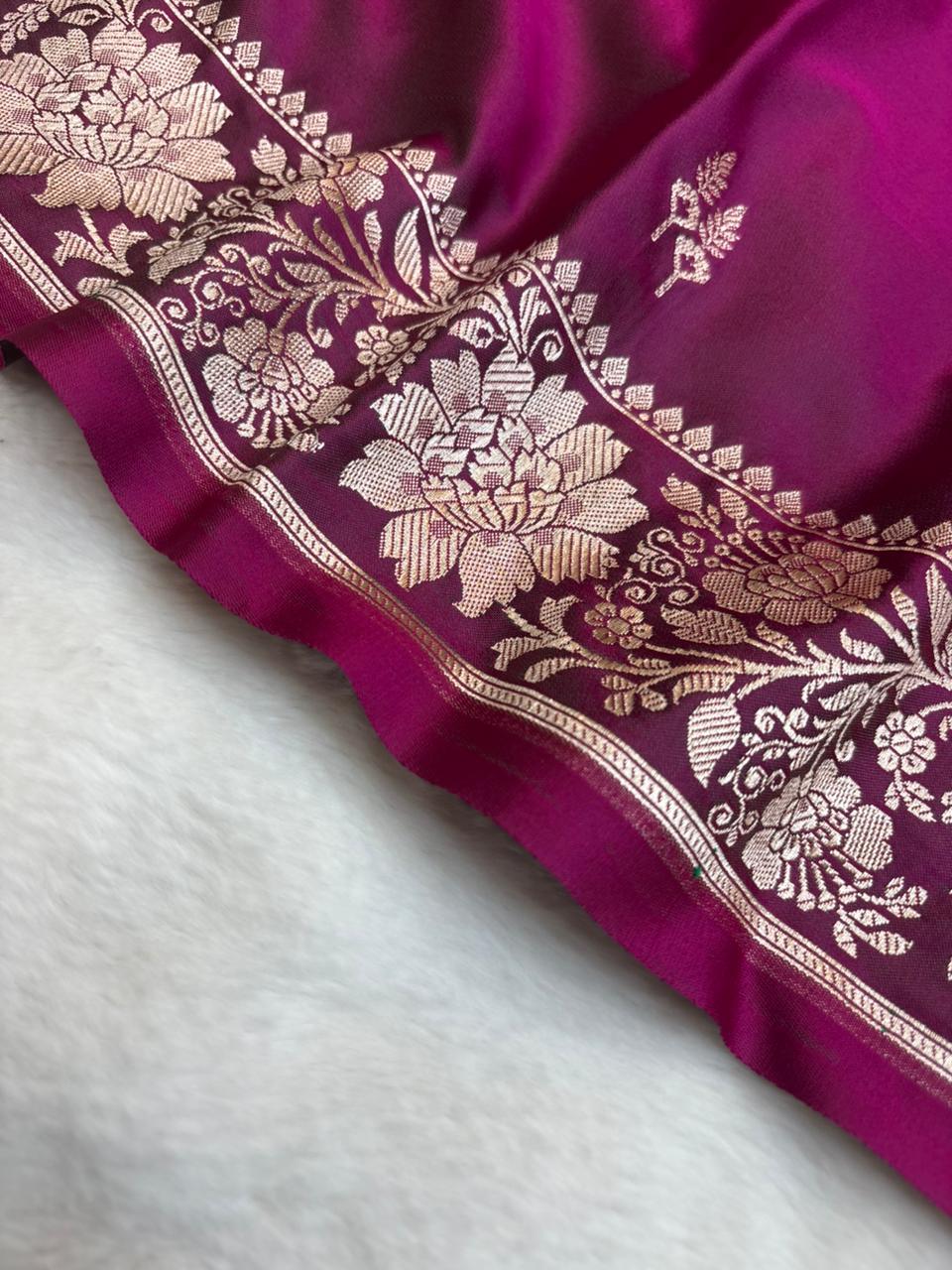 Saree Mahsru Silk Buti Wine