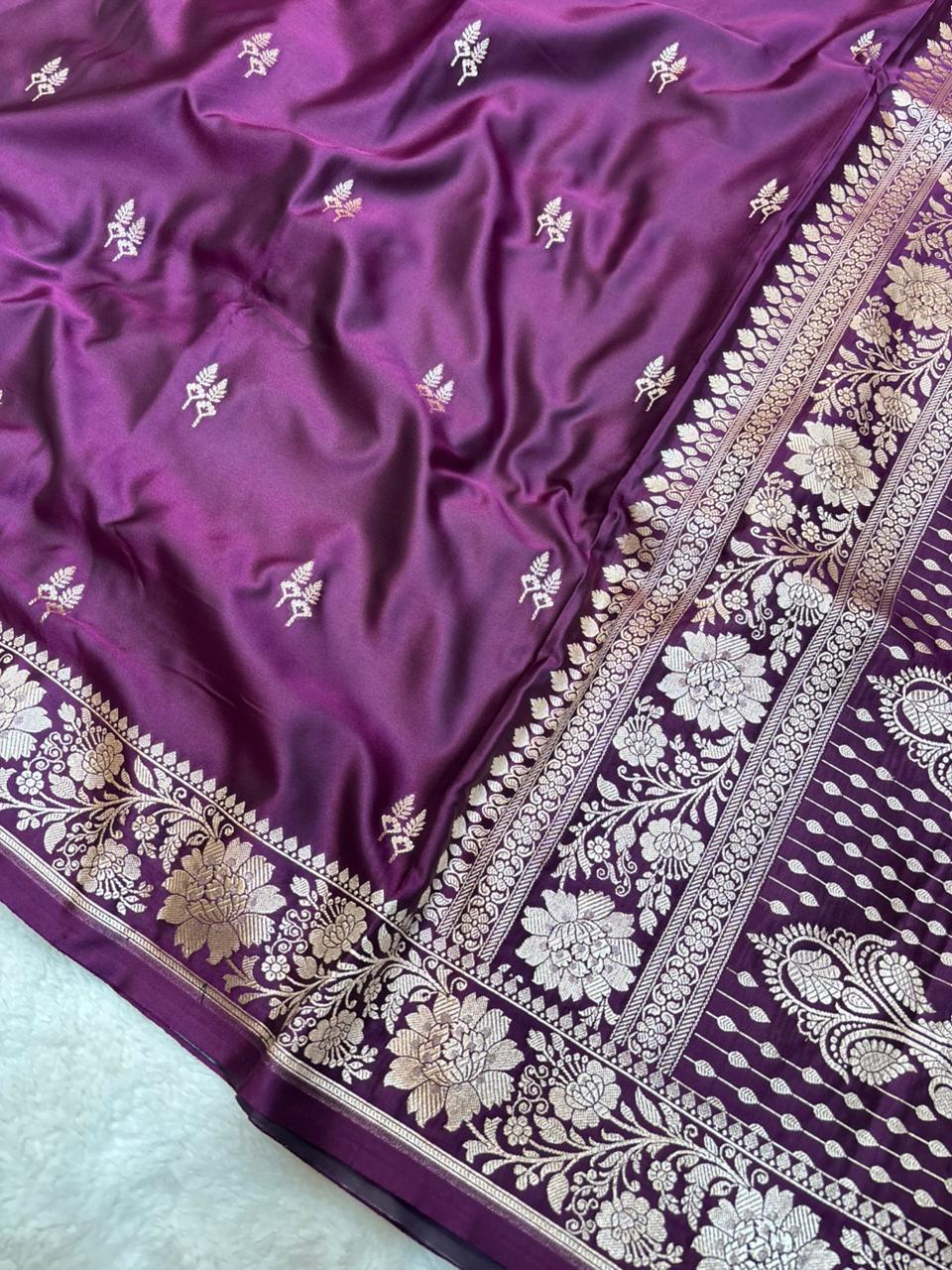 Saree Mahsru Silk Buti Wine