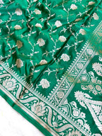 Saree Mashru Silk Jaal lotus border