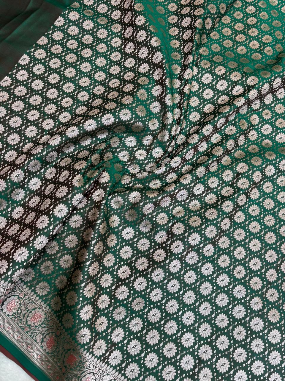 Saree Mashru Silk Meenakari Buti Rani Pink