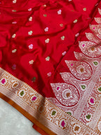 Saree Mashru Silk Meenakari Buti Rani Pink