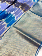 Saree Pure Banarasi Kora Silk borderless Jaal rangkat silver gold zari