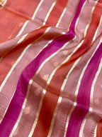 Saree Pure Banarasi Kora Silk borderless Zig-Zag Jaal Rangkat