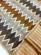 Saree Pure Banarasi Kora Silk borderless Zig-Zag Jaal Rangkat