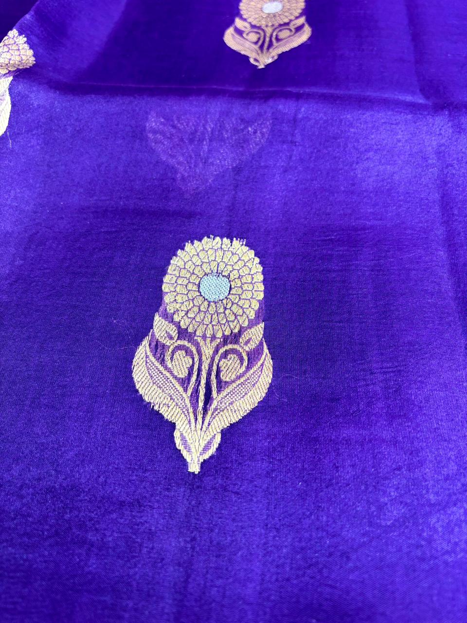 Saree Pure  Banarasi Kora Silk borderless meena  buta