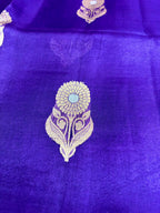 Saree Pure  Banarasi Kora Silk borderless meena  buta