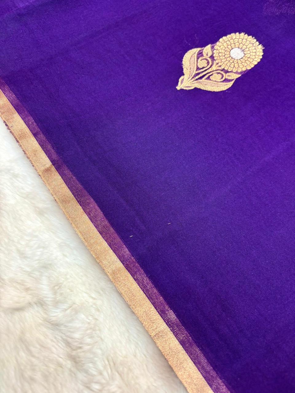 Saree Pure  Banarasi Kora Silk borderless meena  buta