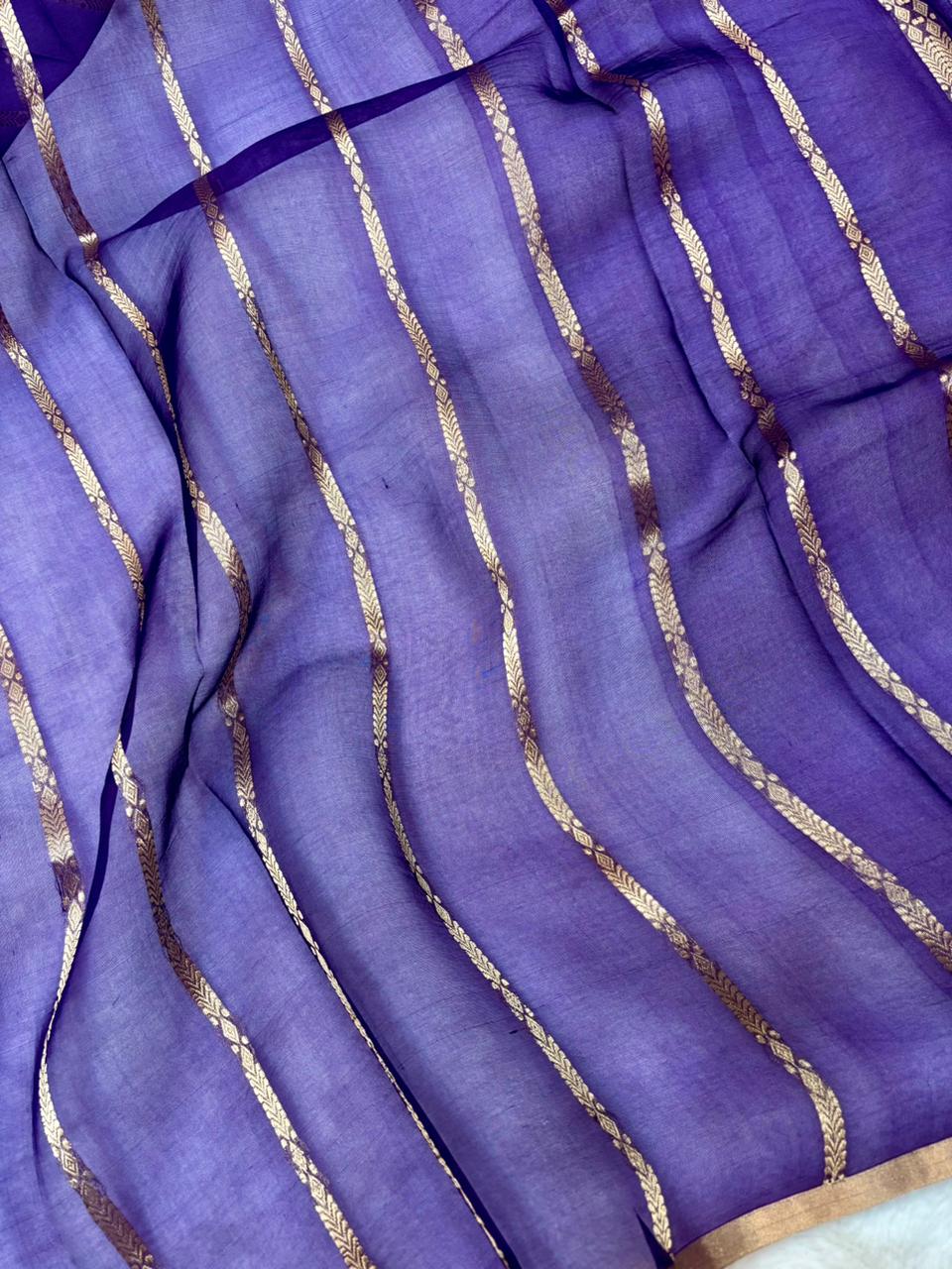 Saree Pure  Banarasi Kora Silk borderless meena  buta