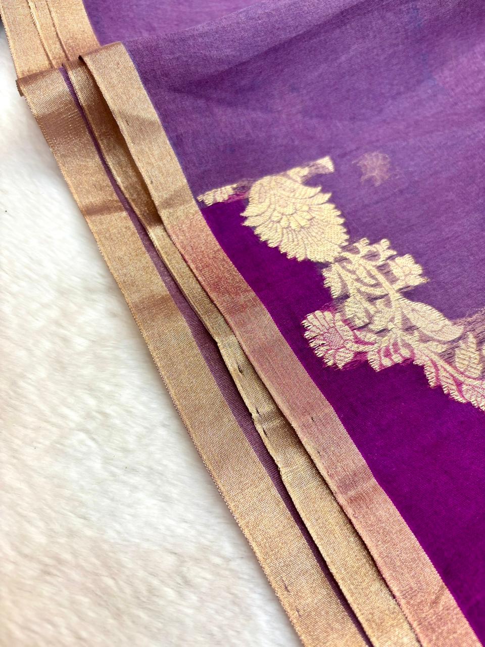 Saree Pure Banarasi Kora Silk borderless rangkat silver gold zari