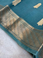 Saree Pure Kora Big Buta Blue