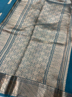 Saree Pure Kora Big Buta Blue