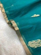 Saree Pure Kora Meena Buta Blue