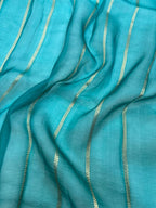 Saree Pure Kora Meena Buta Blue