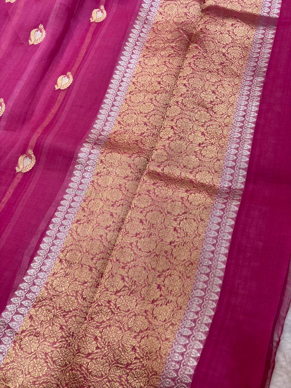 Saree Pure Kora Meena Buta Rani