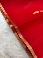 Saree Pure Kora Meena Buta Red