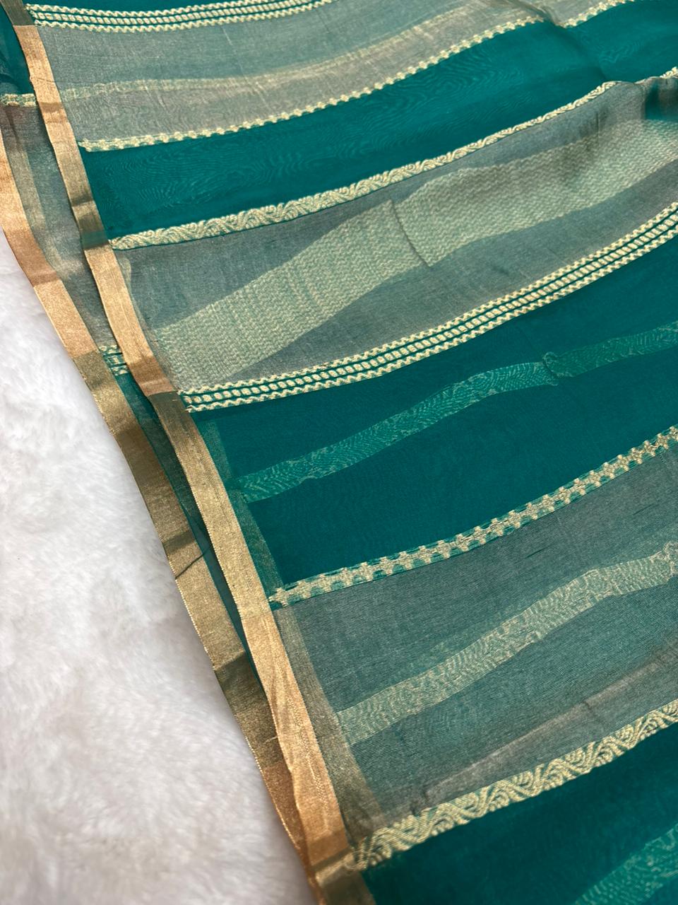 Saree Pure Kora Rangkat Stripe